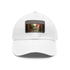Colorful Marrakech mosaic baseball cap with light brown patch.