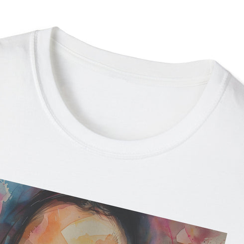 Charcoal crew neck T-shirt featuring watercolor Kim Kardashian design