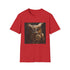 Charcoal cotton t-shirt featuring intricate steampunk owl with gears and cogs