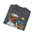 Charcoal cotton T-shirt with vibrant Nadal tennis painting design