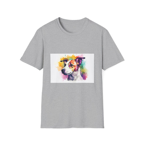 Charcoal cotton T-shirt with vibrant Jack Russell Terrier design