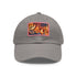 Vibrant fall foliage baseball cap with light brown patch and floral design.