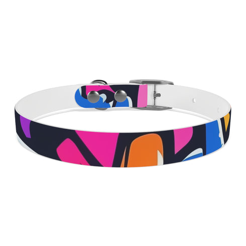Neon graffiti urban dog collar, M size, black onyx design.