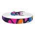 Neon graffiti urban dog collar, M size, black onyx design.