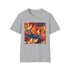 Charcoal Autumn tapestry T-shirt with vibrant nature-inspired design and autumn hues