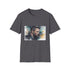 Charcoal cotton T-shirt with vibrant watercolor Batman graphic and crew neck design