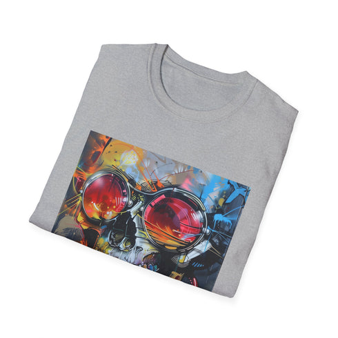 Charcoal cotton T-shirt with vibrant urban art street-smart design