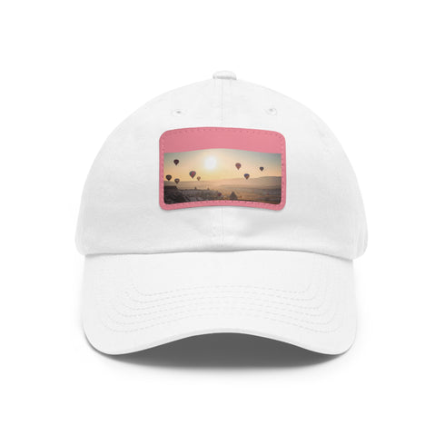 Cotton white baseball cap with Cappadocia air balloon patch.