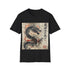 Japanese dragon shirt in charcoal, inspired by mythology, for men/women.