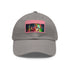 Neon watercolor splatter baseball cap with light brown patch.