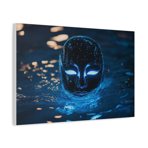 Floating Mask of Glowing Water Stretched Canvas Wall Art