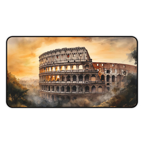 Enhance Your Workspace with Colosseum Sunset Desk Mat - Vibrant Colors and Sophisticated Details for Inspiration