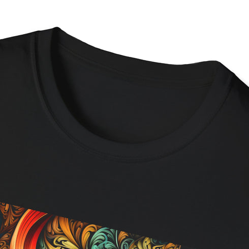 Charcoal cotton T-shirt with mesmerizing fractal pattern and crew neck design