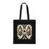 Vintage abstract art deco black cotton tote bag with geometric patterns.