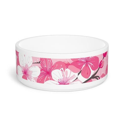 Pink and White Ceramic Cherry Blossom Pet Bowl Fur Love Bugs