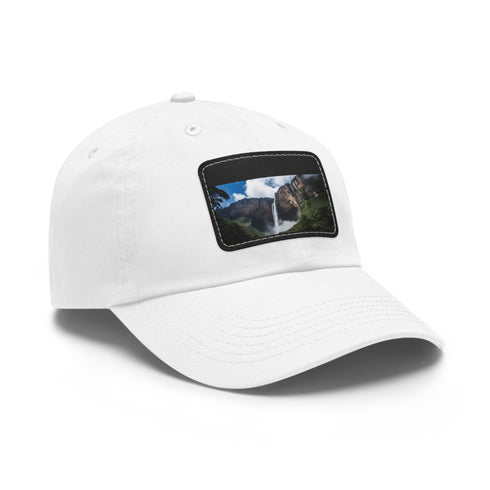 White cotton baseball hat with Angel Falls image patch.