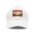Desert Peaks Baseball Cap in White with Light Brown Rectangle Patch