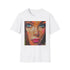 Charcoal crew neck T-shirt with vibrant Barbie portrait in soft cotton