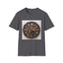 Steampunk charcoal t-shirt with intricate clockwork design and crew neck
