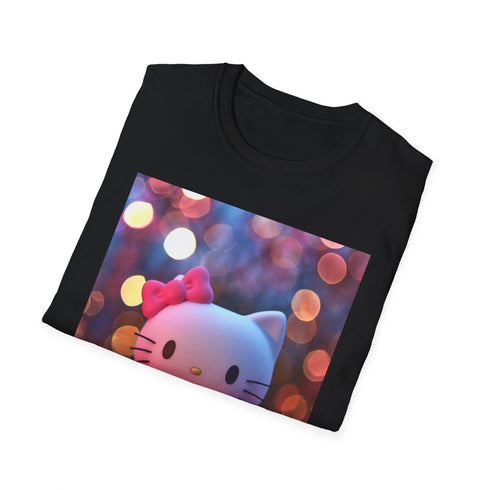 Charcoal crew neck cotton T-shirt featuring whimsical Hello Kitty adventure design