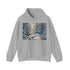 Winter Serene Hoodie in Navy, Regular fit, Unisex, Snow-covered landscape design.