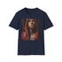 Charcoal cotton T-shirt with vibrant Eminem portrait and bold brushstrokes