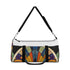 Art Deco inspired colorful duffel bag with roaring '20s patterns.