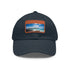 Galapagos Explorer Baseball Cap in White with Light Brown Rectangle Patch.