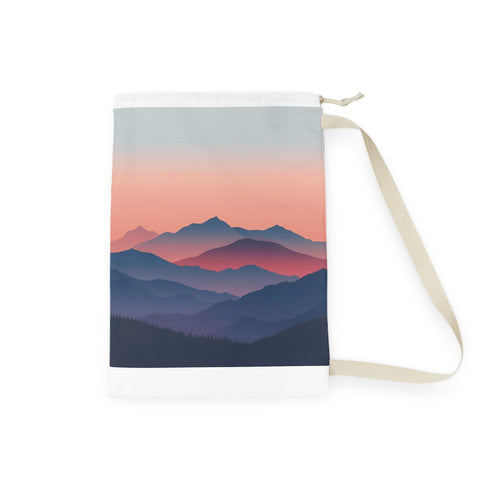 Mountainscape laundry bag with minimalist mountain landscape print.