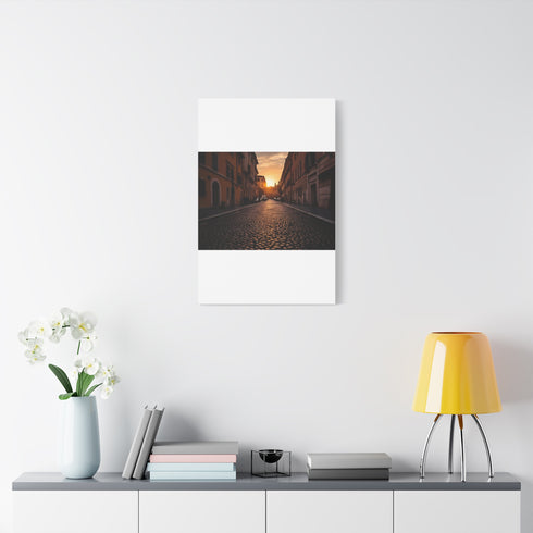 Rome Cobblestone Streets Warm Sunset Stretched Canvas Wall Art - View 2 | Prints With Passion