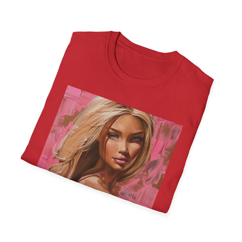 Charcoal cotton T-shirt with vibrant Barbie portrait graphic