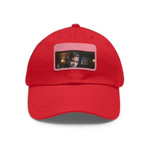 George Clooney baseball cap in white with light brown patch