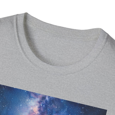 Charcoal cotton t-shirt with celestial Milky Way design and crew neck fit
