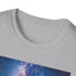 Charcoal cotton t-shirt with celestial Milky Way design and crew neck fit