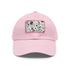 Monochrome baseball cap with repeating pattern design, White/Light Brown rectangle patch.