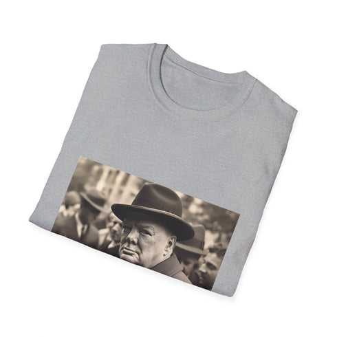Charcoal cotton crew neck T-shirt with bold Churchill silhouette graphic