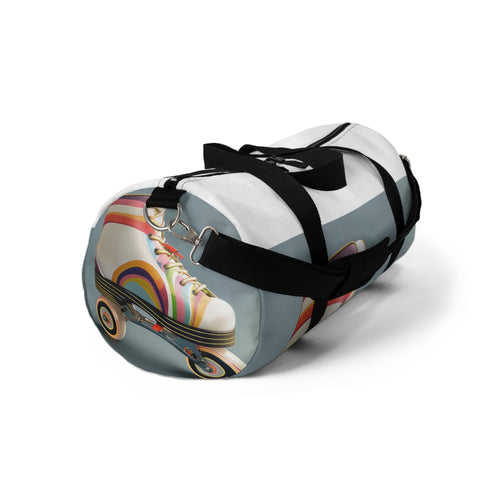 Colorful stripe roller skate duffel for accessories, AOP lovers.