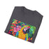 Charcoal tropical parrot t-shirt with vibrant nature design and soft cotton fabric