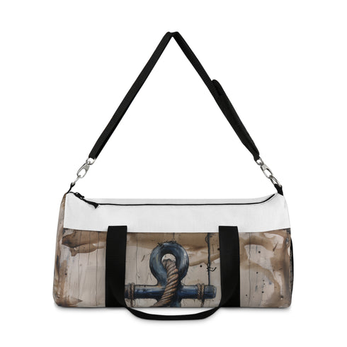 Nautical-themed anchor and rope duffel bag perfect for weekend getaways.