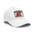 Bold watercolor neon Hugh Jackman baseball cap with white patch.