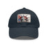 Colorful American flag baseball cap with unique line drawing splash design.