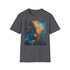 Charcoal galaxy painting T-shirt with vibrant hues in regular cotton fit