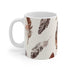 Boho feathers ceramic coffee mug with seamless pattern, 11 oz.