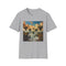 Charcoal cotton t-shirt surreal floating islands landscape regular fit crew neck