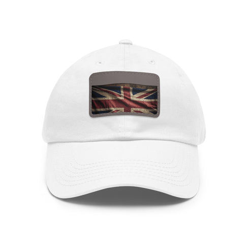 British Pride Union Jack cap in white with light brown rectangle patch.