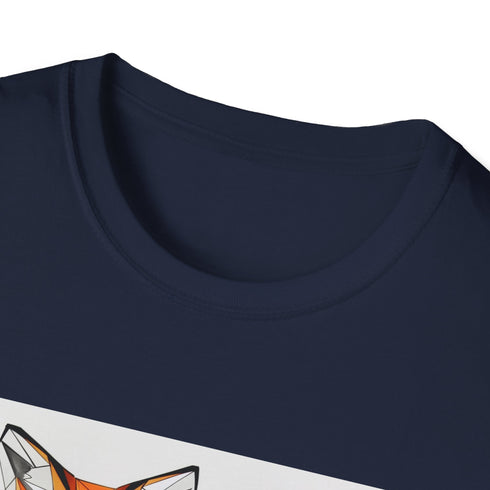 Charcoal geometric fox t-shirt with crew neck and regular fit