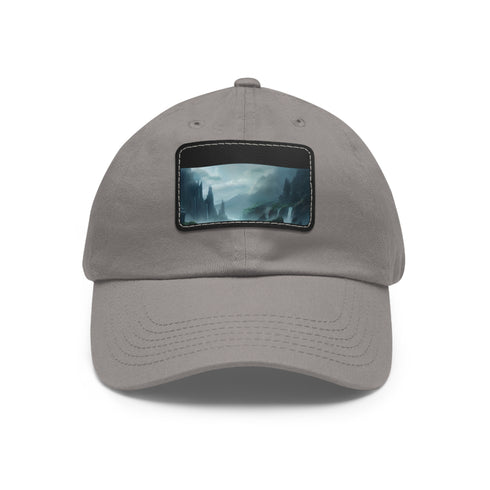 Mystic Horizon Baseball Cap in White with Light Brown Patch.