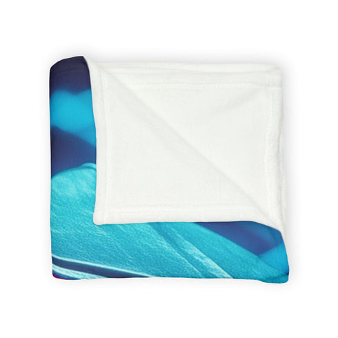 Origami Dragon over a Neon Grid Plush Fleece Throw Blanket