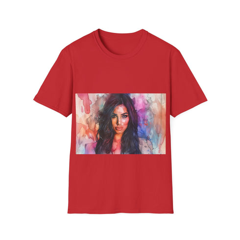 Charcoal watercolor tee with crew neck in soft cotton featuring Kim Kardashian
