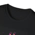 Charcoal cotton crew neck tee with realistic giraffe illustration.